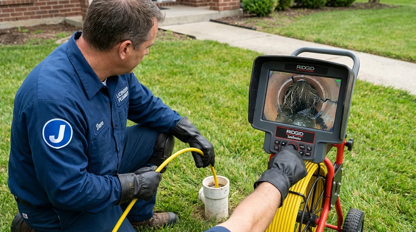 Sewer camera inspection being performed by Johns Plumbing LLC in Bixby
